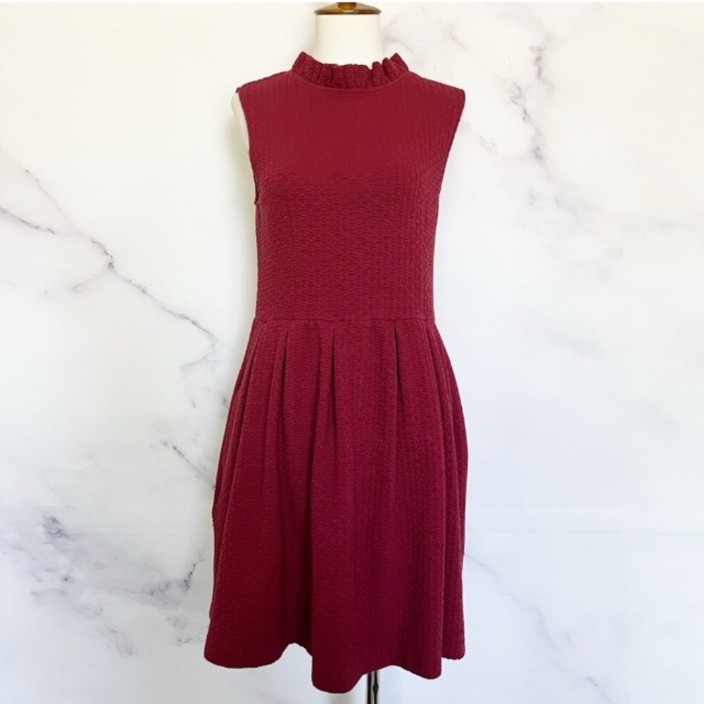 BOGO Anthropologie Gianni Pinnacle cranberry textured knit dress. Ruff n…